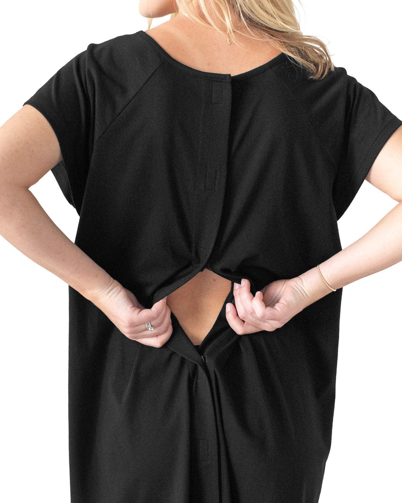 [Australia - AusPower] - Kindred Bravely Universal Labor and Delivery Gown for Hospital | 3 in 1 Labor & Delivery Gowns, Postpartum Pajamas Standard S/M/L (fits baby bumps up to 45 in) Black 