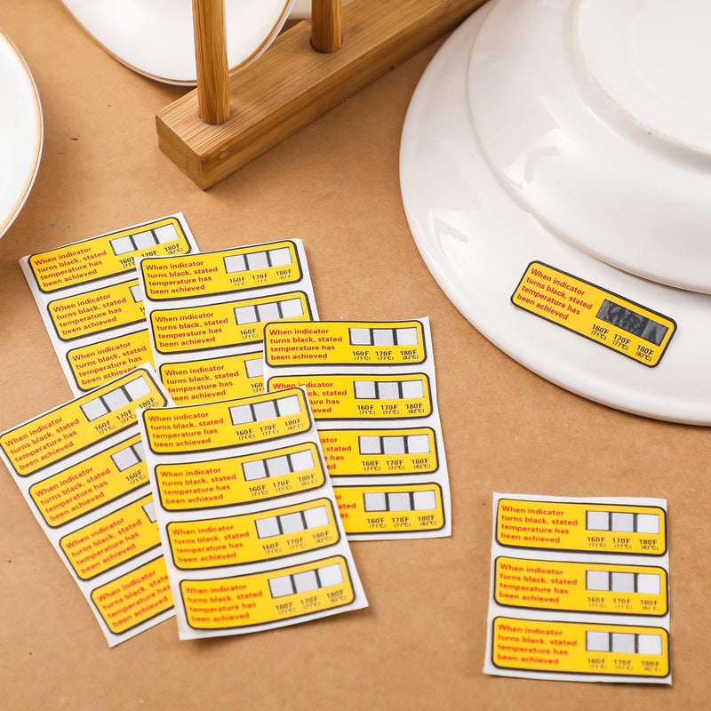 [Australia - AusPower] - 24 Count Dishwasher Temperature Test Strips 3-Temp 160°f/71℃, 170°f/76.5℃, 180°f/82℃ Bulk Heat Test Labels for Commercial Home Dishwashers Waterproof Adhesive Stickers 