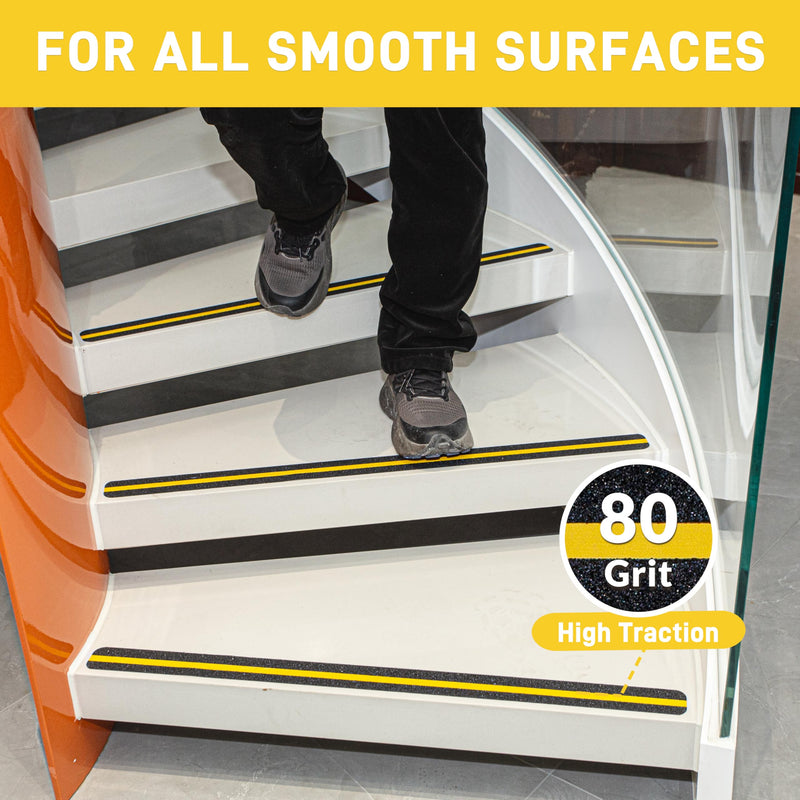 LifeGrip Anti Slip Traction Tape with Reflective Stripe, Best Grip, Friction, Abrasive Adhesive for Stairs, Tread Step, Indoor, Outdoor, Black (2" X 30') 2" X 30' Black with Reflective Strips