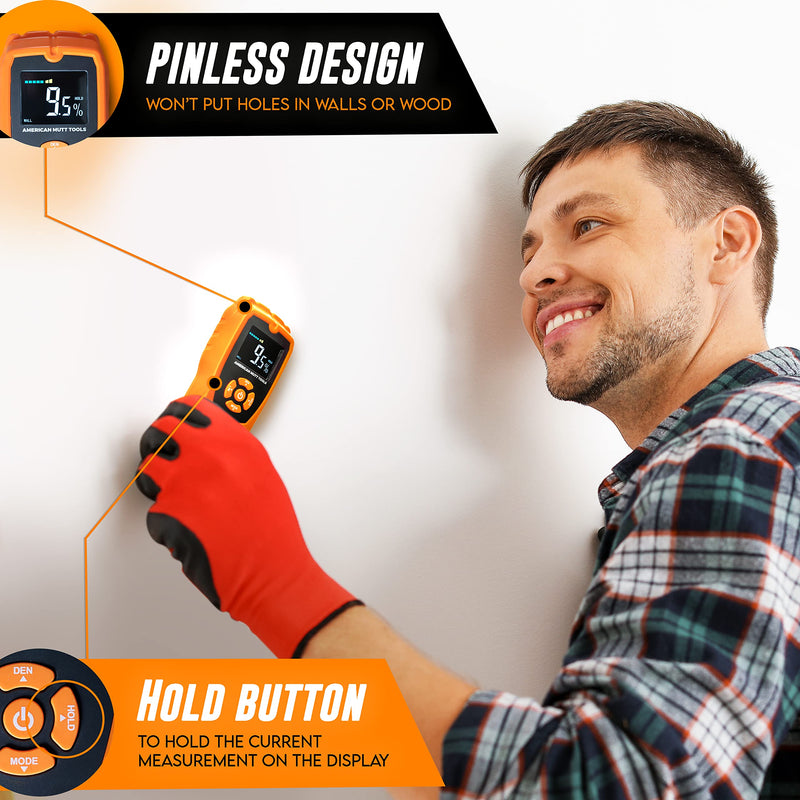 [Australia - AusPower] - AMERICAN MUTT TOOLS Pinless Moisture Meter for Drywall | Non-Destructive Wood Moisture Meter for Walls, Wood and Masonry | Moisture Detector for Drywall, Moisture Meter Drywall, Moisture Reader 