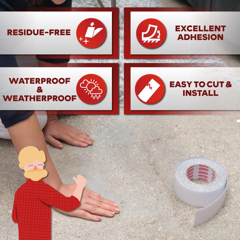 XFasten Clear Anti Slip Tape for Stairs, 2 Inches x 30 Feet, Waterproof Grip Tape for Stairs, Indoor, Outdoor Steps and Treads- Heavy-Duty High Traction Non-Skid Friction Safety Strips
