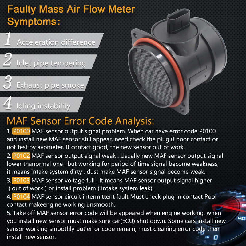 Mass Air Flow Sensor Maf Meter Compatible with Chevrolet Impala 3.5L 3.9L 5.3L 06-09 / Malibu 3.5L 3.9L 06-09 & Buick Allure 3.8L 5.3L 05-09 & More Replace OE 15911983