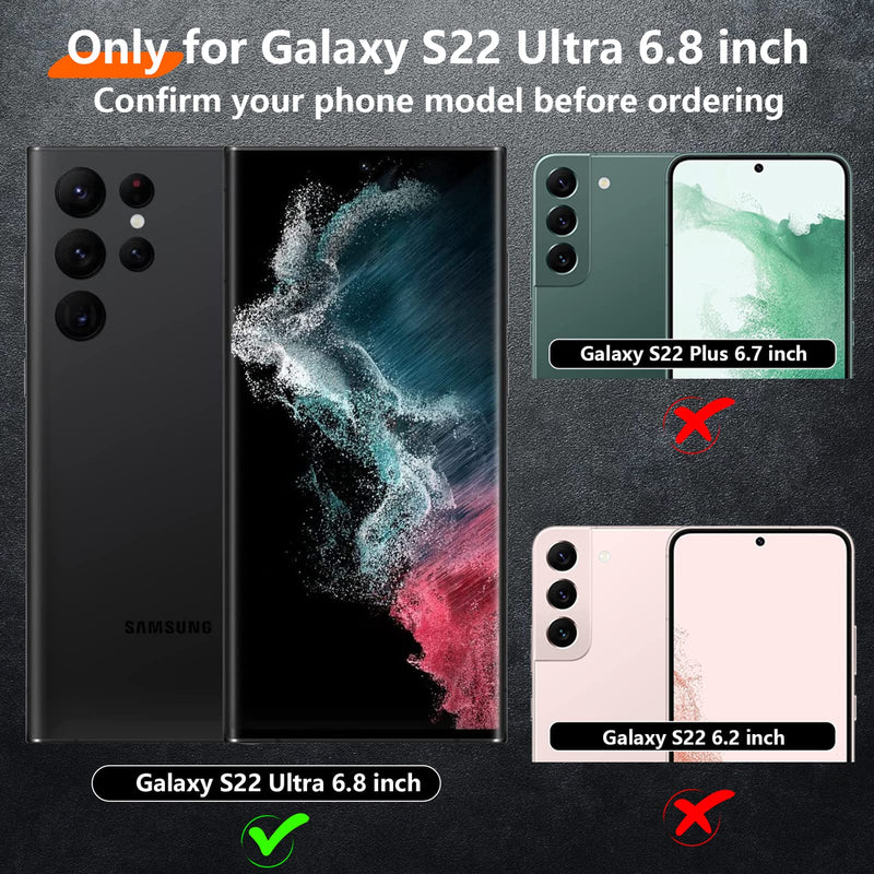 [Australia - AusPower] - Temdan [Heavy Shockproof for Samsung Galaxy S22 Ultra Case,with 2 Pack [Soft Screen Protector + Camera Lens Protector] [12 FT Military Grade Drop Protection] Tough Rugged Full-Body Protection Black/6in1 
