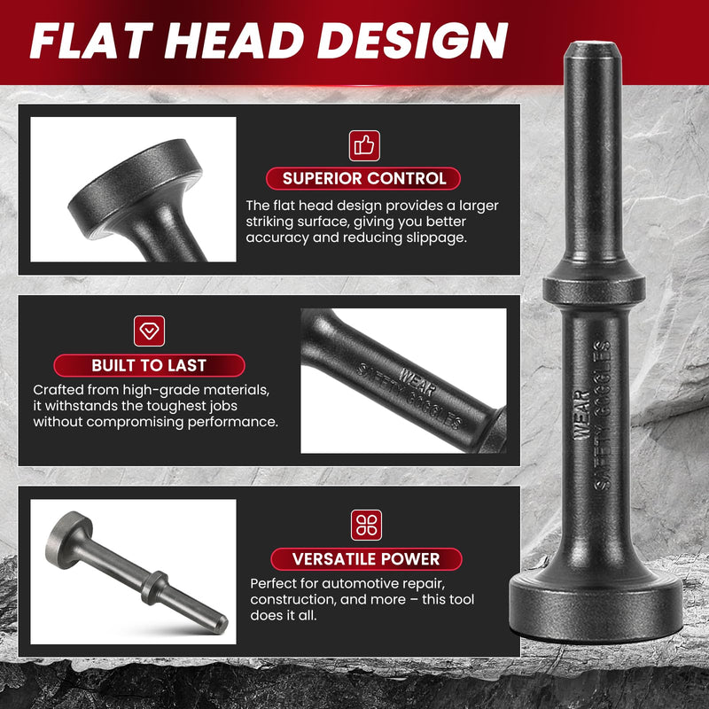 [Australia - AusPower] - 1" x 4" Smoothing Air Hammer Bit, Pneumatic Air Hammer Attachment 0.401'' (10mm) Shank Heavy Duty Air Hammer Chisels, Flat Head punch 1.0 