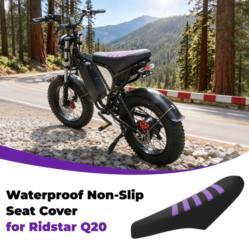 Waterproof Non-Slip Seat Cover for Ridstar Q20 / Q20 Pro Lite Electric Bike – Thickened, Washable, All-Season Soft Saddle Cover (Purple) Purple