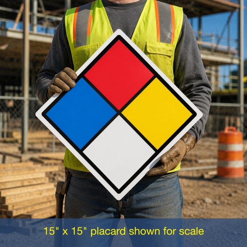 15 inch NFPA 704 Placard Diamond, Aluminum Metal NFPA Sign 3-3-0-0 with Mounting Holes for Health, Fire Hazard Identification, Made in the USA by ComplianceSigns 15" Diamond