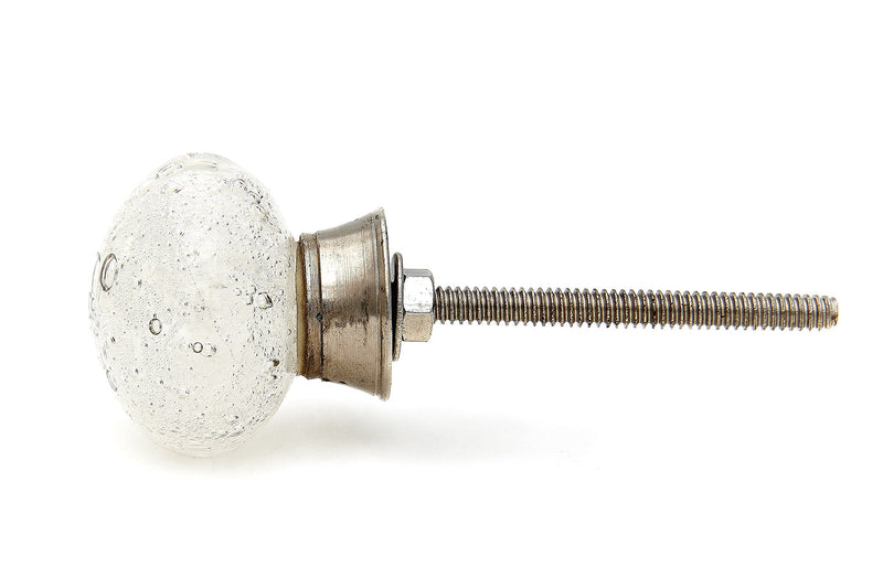 Shabby Restore Clear Bubbles Glass Dresser Drawer, Kitchen Cabinet or Door Knobs, Pulls Nickel Hardware - Pack of 12