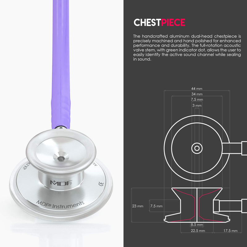[Australia - AusPower] - MDF Instruments Acoustica Lightweight Stethoscope for Doctors, Nurses, Students, Lavender tube + MDF LUMiNiX Illuminator Medical Professional Diagnostic Penlight 
