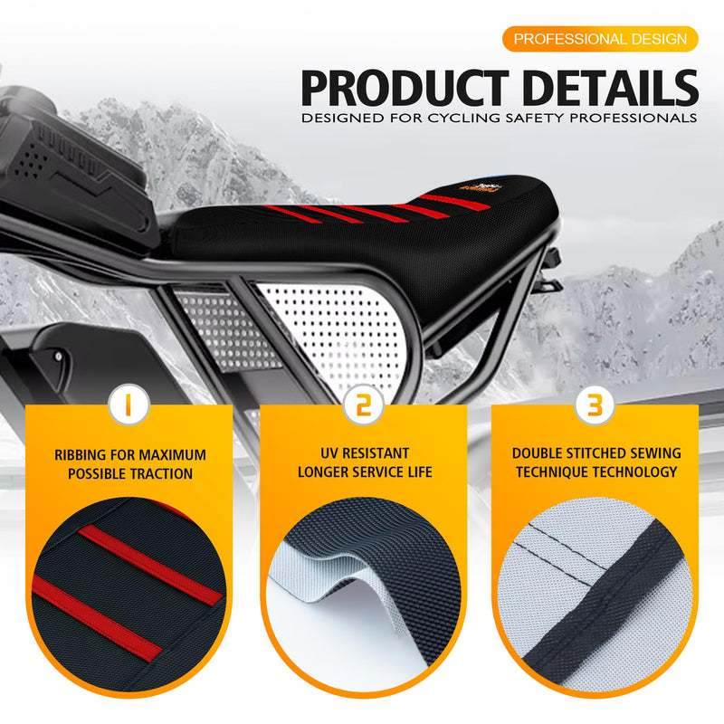 Electric Bike Seat Cover Compatible with Ridstar Q20 E Bike Non-Slip Anti-UV (Black-Red) Black-Red