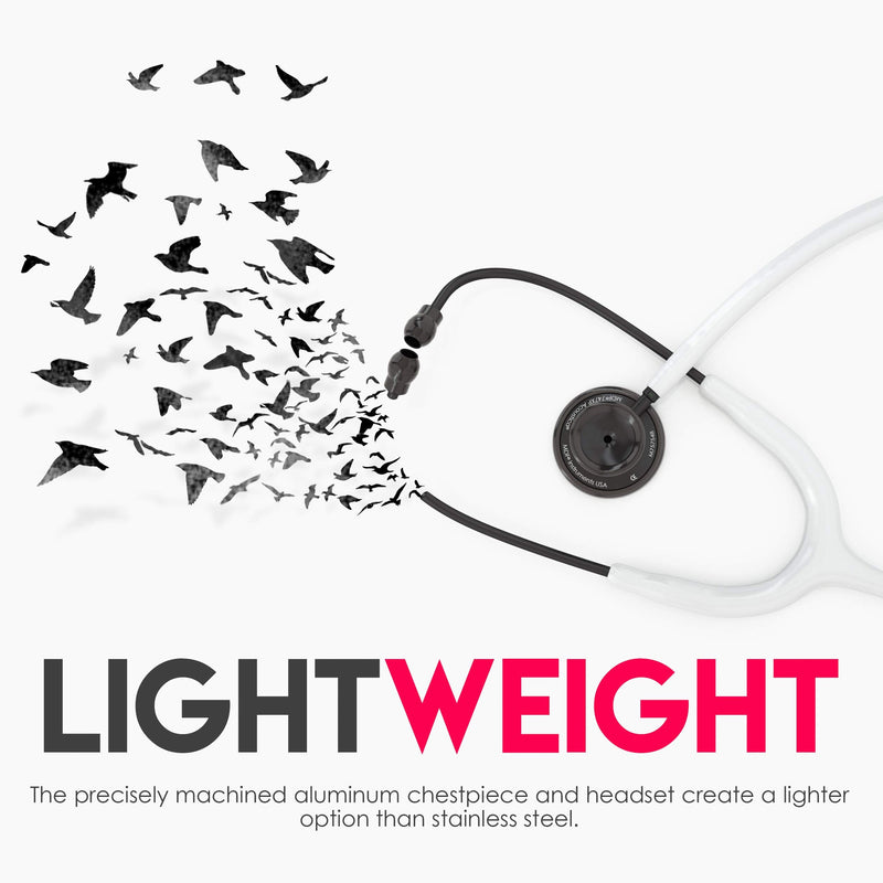 [Australia - AusPower] - MDF Instruments Acoustica Lightweight Stethoscope for Doctors, Nurses, Students, Black/White Tube + MDF LUMiNiX Illuminator Medical Professional Diagnostic Penlight 