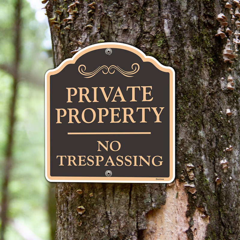 Large (4 Pack) Private Property No Trespassing Sign, 12x12 Inches Reflective Aluminum, Metal, Outdoor Weatherproof, Easy to Install 12x12 Inch 4-Pack