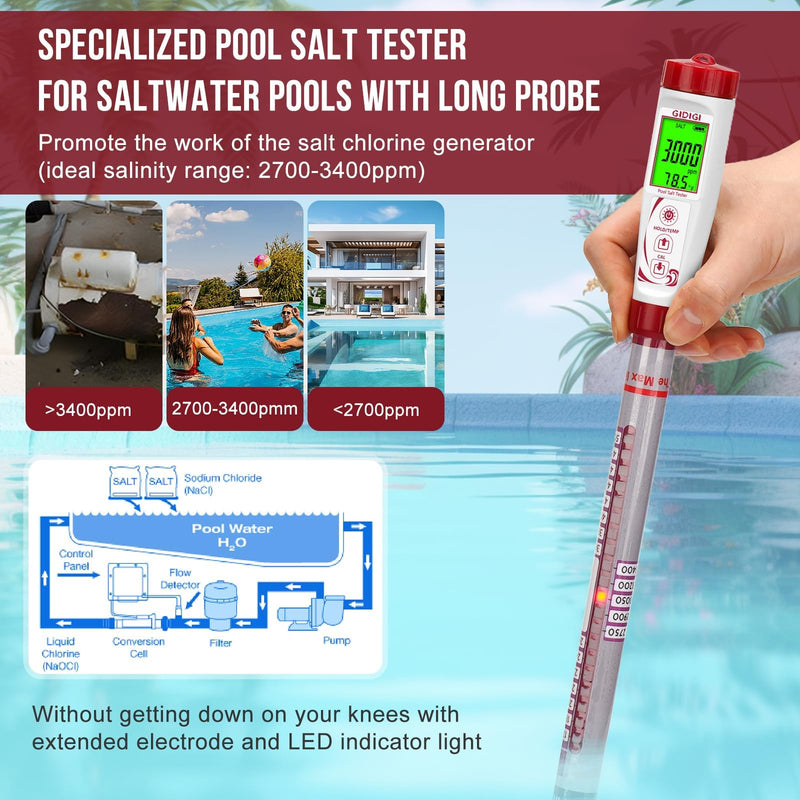 [Australia - AusPower] - 0-5000ppm Salt Tester with Long Probe and Hydrogen Water Tester 