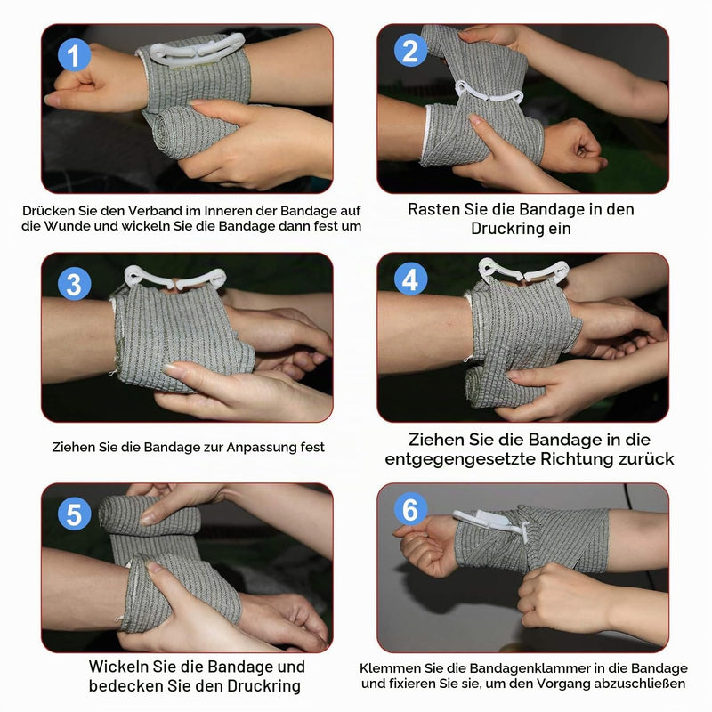 Pack of 4 Israeli Bandage, 6 Inch Hemostatic Tourniquets Elastic Bandage, First Aid Wound, Hemostatic Bandage Vacuum Pack for Indoor, Outdoor, The Perfect Choice for Your Emergency Equipment
