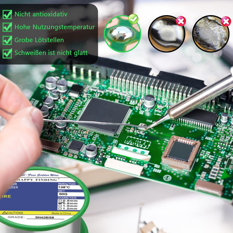 Low Temperature Solder 138°C Lead-Free Solder (Sn42 Bi58 / 0.8mm, 50g) Sn42 Bi58 / 0.8 Mm, 50G