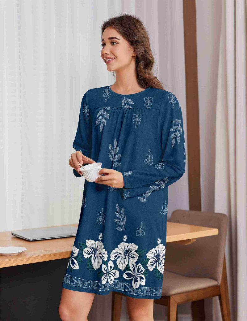 [Australia - AusPower] - Deyeek Hospital Gowns for Women Open Back Dress Long Sleeve Post Surgery Tear Away Snaps Adaptive Nightgowns with Arm Snaps Blue Print XX-Large 