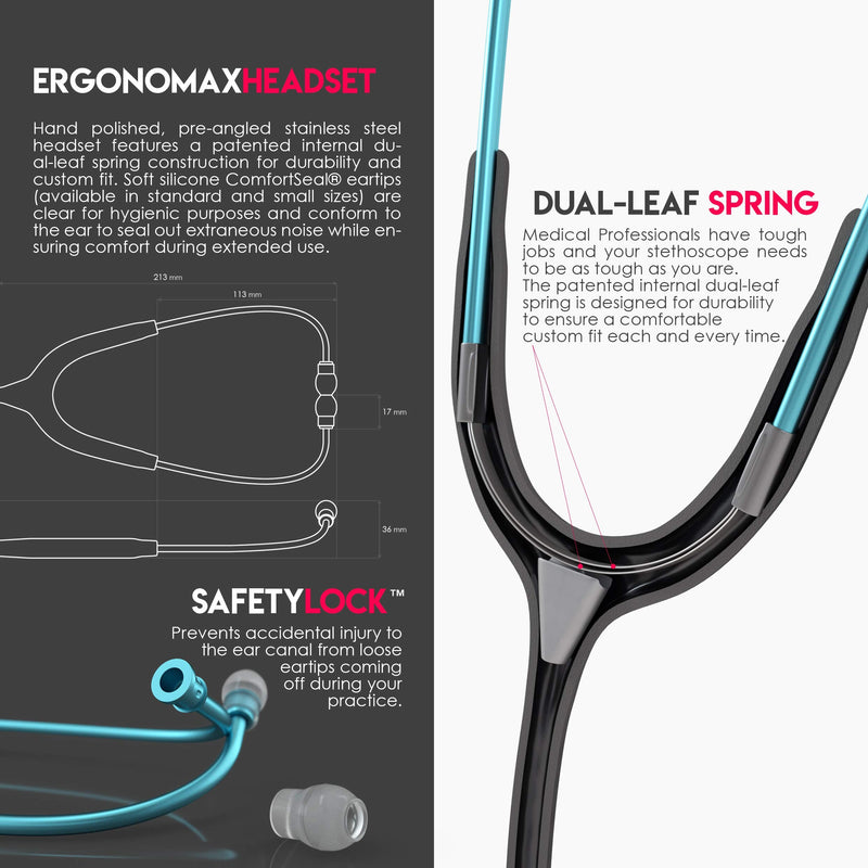 [Australia - AusPower] - MDF Instruments, Acoustica Lightweight Stethoscope for Doctors, Nurses, Students + MDF LUMiNiX Illuminator Medical Professional Diagnostic Penlight 