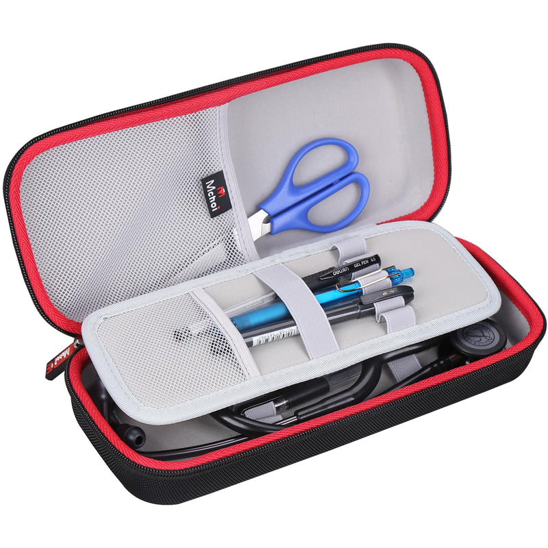 [Australia - AusPower] - Mchoi Stethoscope Case Compatible with 3M Littmann Classic III, Lightweight II S.E, MDF Acoustica Deluxe Stethoscope, Extra Room for Medical Scissors EMT Trauma Shears and Accessories, Black Grey 