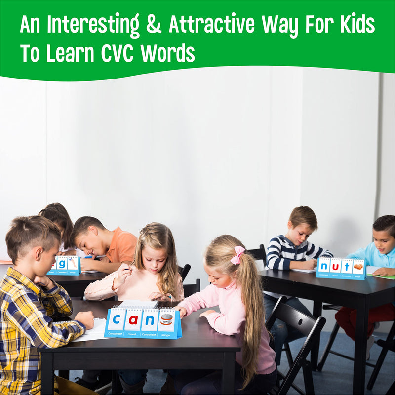 [Australia - AusPower] - CVC Word Flip Chart, Double Sided Word Flip 40 Short Vowel Words Freestanding Flip Chart Consonant Vowel Consonant Word Flashcards Word Builder Activity Educational Learning Tool for School Supplies CVC Word 