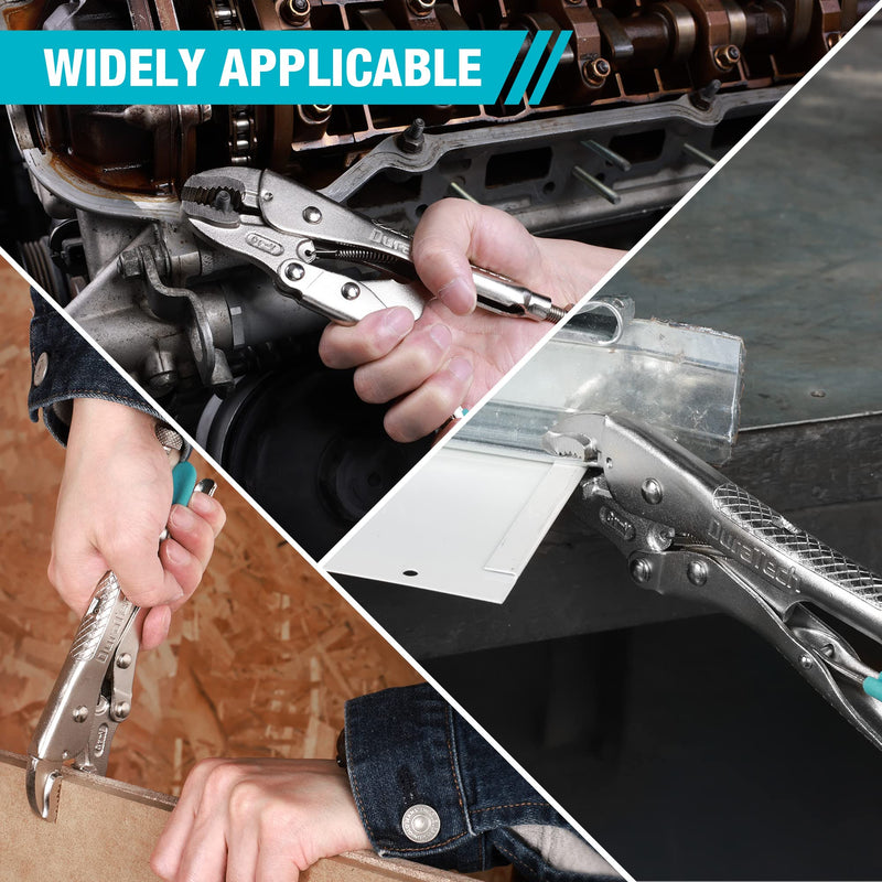 [Australia - AusPower] - DURATECH 7-Inch Locking Pliers, Premium Cr-V Construction, Curved Jaw Locking Pliers with Wire Cutter, Fit for Clamping Twisting Welding 