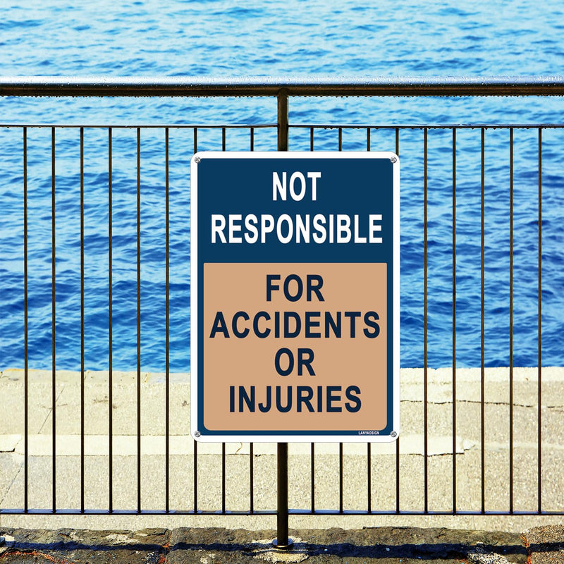 2 Pack Not Responsible for Accidents or Injuries Sign,Enter at Your Own Risk Warning Signs,10 x 7 inches Caution Safety Danger Signs,Rust Free Aluminum Sign,Weather Resistant,Outdoors Use
