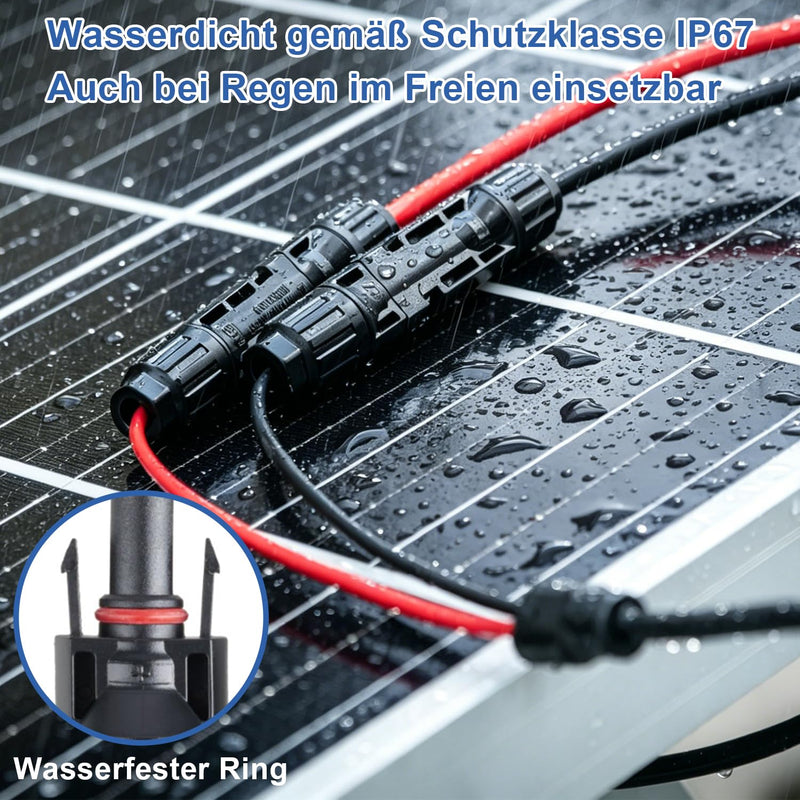 12 Pairs Solar Plugs MC4 Connector IP67 Waterproof PV Plug 6 mm2 with Mounting Tool Solar Panel Cable Connector for Photovoltaic Systems, Compatible with 2.5/4/6 mm² Cable | Solar plug MC4