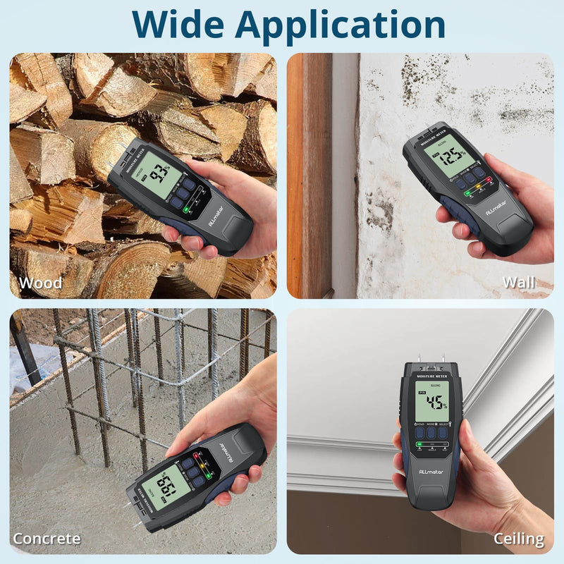 [Australia - AusPower] - Digital Pin-Type Wood Moisture Meter with Replaceable Probes,Backlit LCD,Flashlight,4 Modes for Wood, Drywall,Firewood,and Concrete 