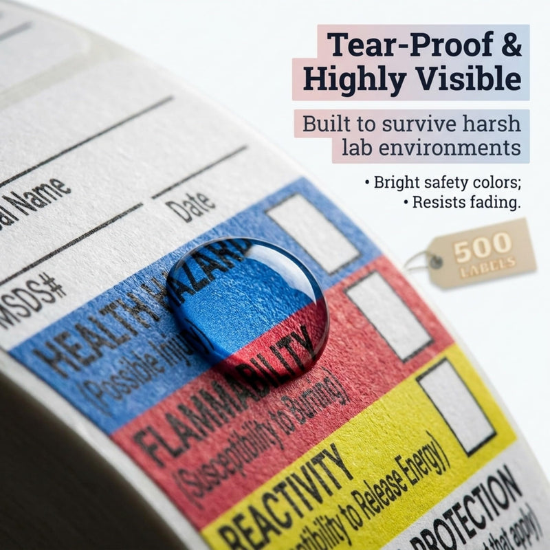 SDS Stickers 500 Stickers - 2 Rolls of 250, 1.5" x 2.5", Right To Know- Chemical Identifying and Marking Sticker Decals 1.5 x 2.5 inch