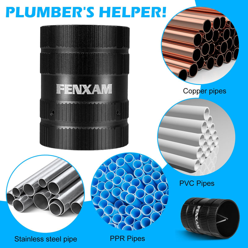 [Australia - AusPower] - PlumbingTools, Deburring Tool for Copper/PVC Pipe, Copper Pipe Cleaner, Pipe Reamer 1/4" to 1-5/8" Inner Outer Hard Tube Chamfering Tool Black 