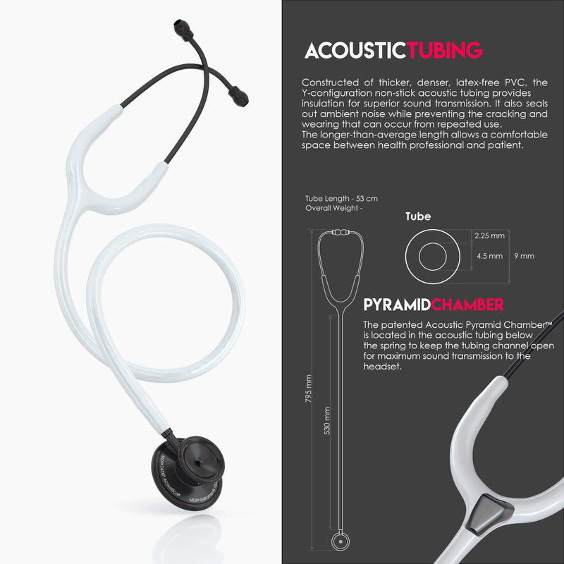 [Australia - AusPower] - MDF Instruments Acoustica Lightweight Stethoscope for Doctors, Nurses, Students, Black/White Tube + MDF LUMiNiX Illuminator Medical Professional Diagnostic Penlight 