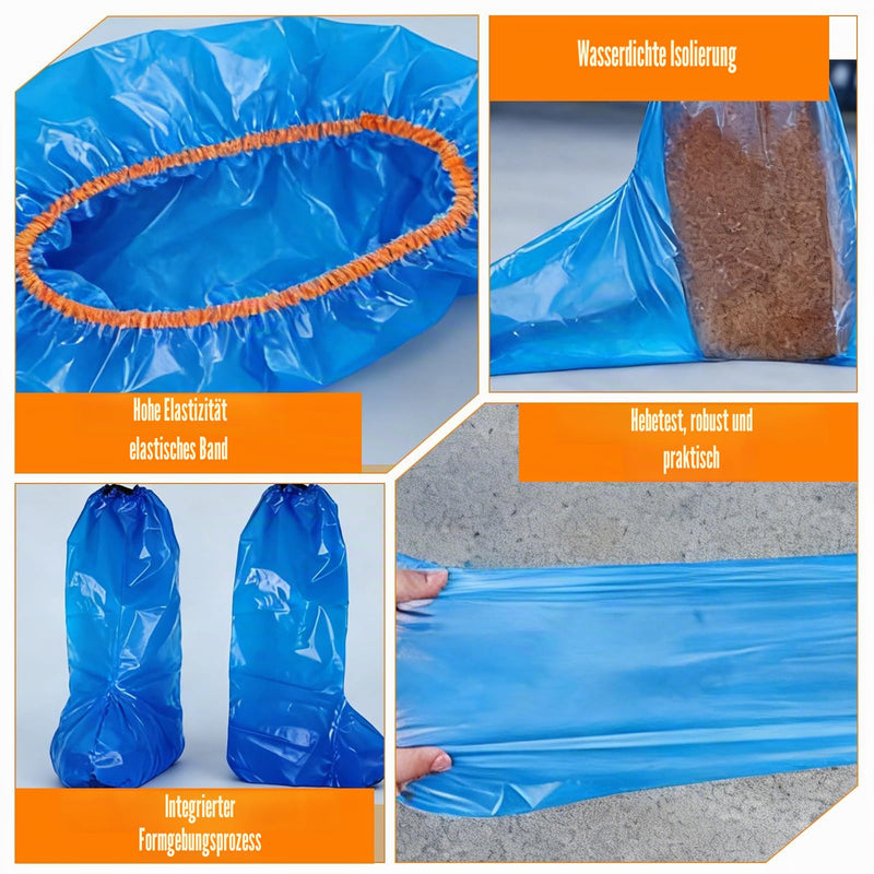Pack of 40 Disposable Shoe Covers, Waterproof Shoe Covers with Elastic Band, Overshoes, Disposable, Non-Slip, PE Rain Sleeves for Outdoor, Camping, Travel, Blue, 38 x 50 cm