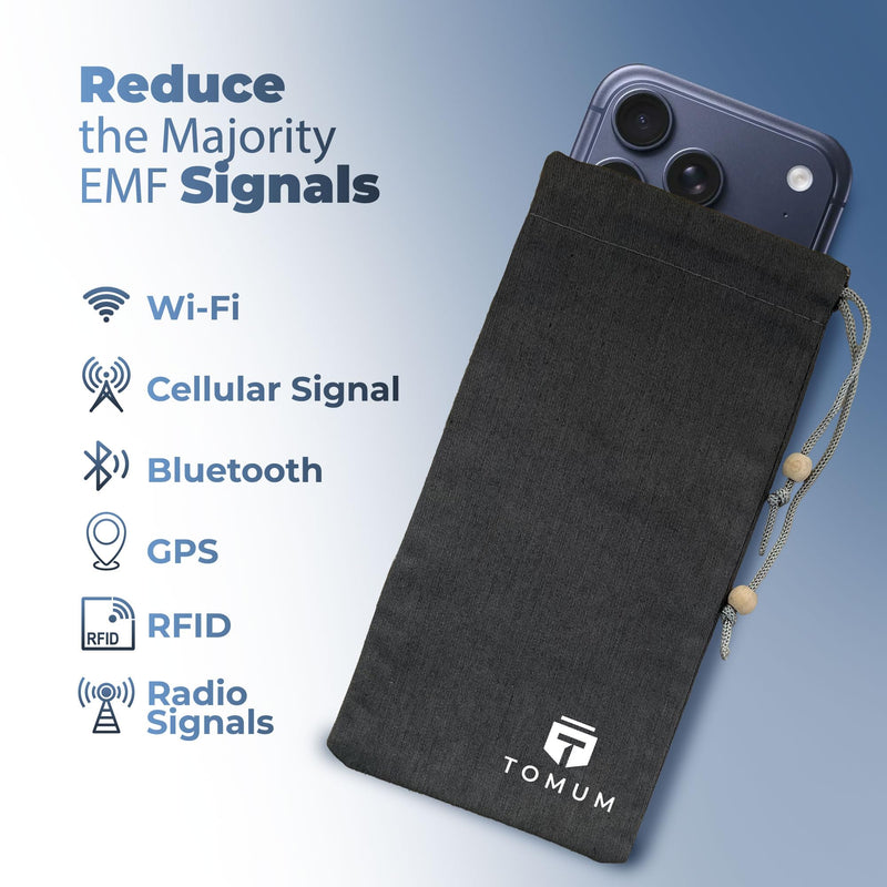 TOMUM EMF Shield Sleeve for Cell Phone - EMF Protection Smartphone Pouch - Anti EMP Bag - Signal Blocking Case for Radiation EMF EMP 5G RFID (Black, 2 Pack) Black