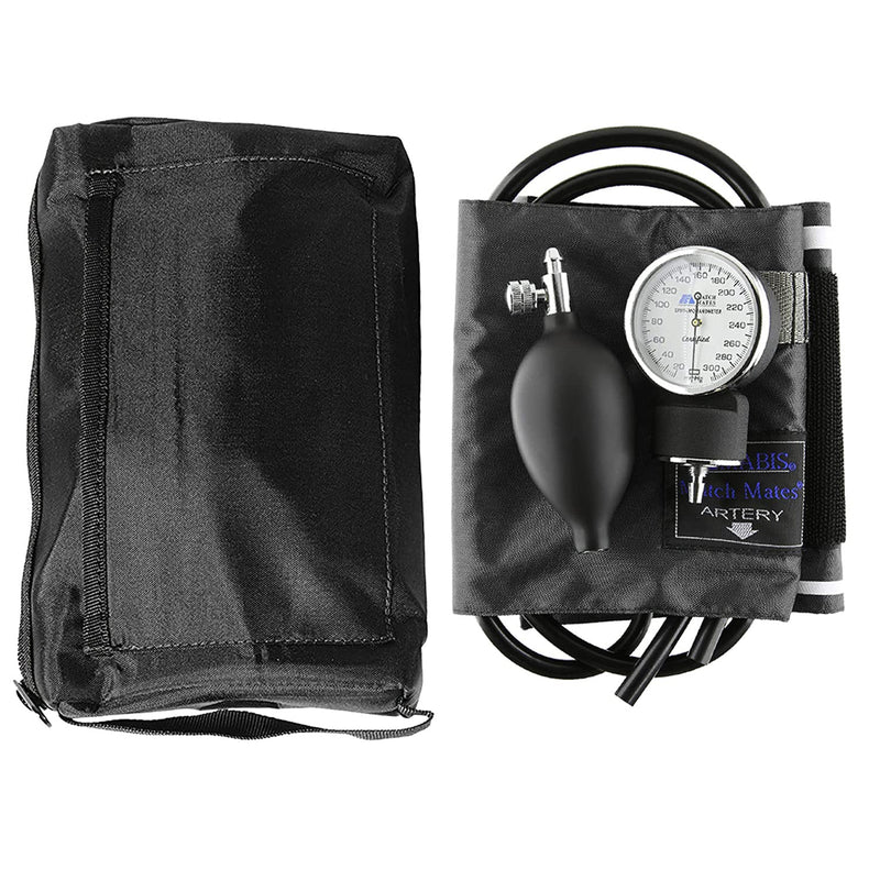 [Australia - AusPower] - MABIS Blood Pressure Cuff and Dual Head Stethoscope Kit, Combination Home Sphygmomanometer with Calibrated Nylon Cuff, Professional Quality, Carrying Case, Black 