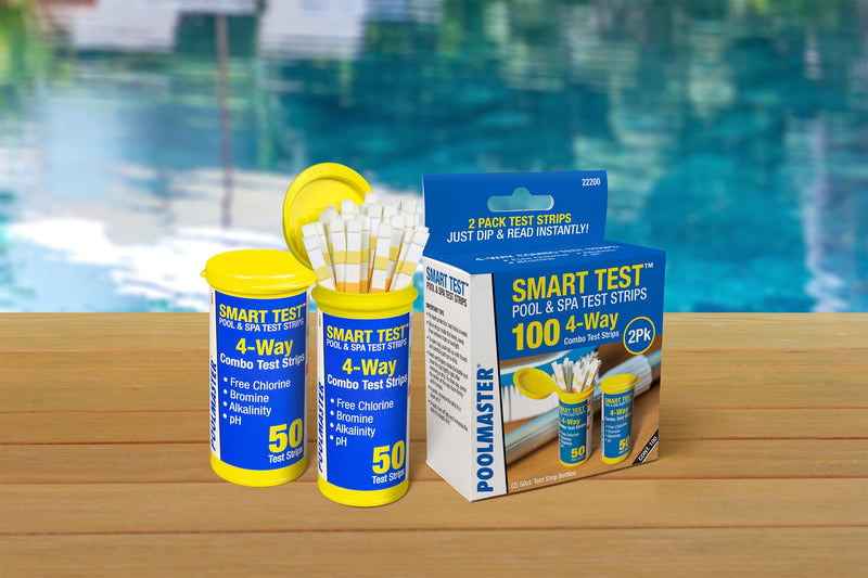 [Australia - AusPower] - Poolmaster 4-Way Swimming Pool & Spa Test Strips, 100 Count Total, Easy-to-Read Results, Fast, Accurate Chlorine, Bromine, Alkalinity & pH Testing for Pools, Spas & Hot Tubs, Made in the USA 4 Way Test Strips 2 Pack 