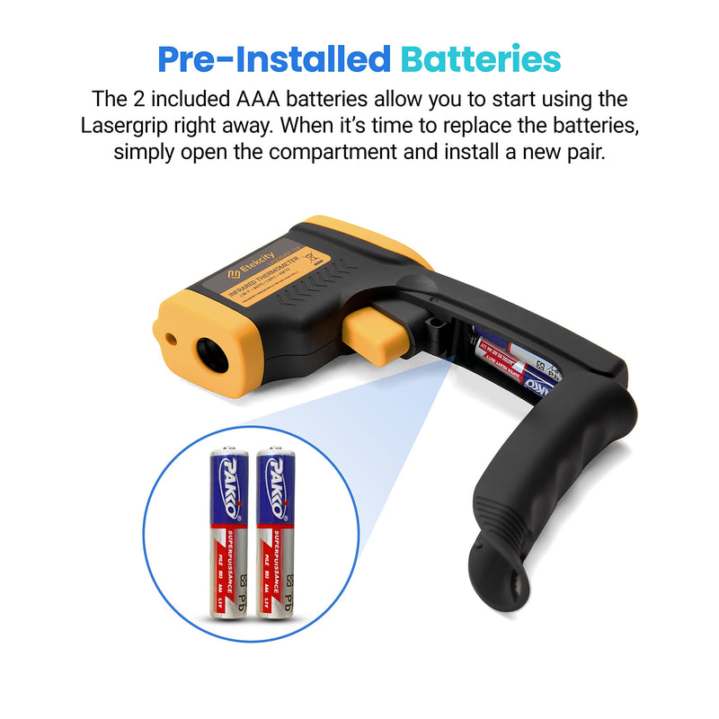[Australia - AusPower] - Etekcity Infrared Thermometer Temperature Gun 774, Digital IR Temp Gun for Food, Cooking, BBQ, Pizza Oven, Reptile, Griddle Accessories, Non Contact Surface Outdoor Heat Gun Advanced Dark Yellow 