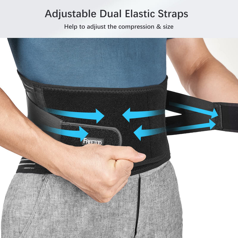 [Australia - AusPower] - FREETOO Back Braces for Lower Back Pain Relief with 6 Stays, Breathable Back Support Belt for Men/Women for work , Anti-skid lumbar support belt with 16-hole Mesh for sciatica(L) Large (Pack of 1) 