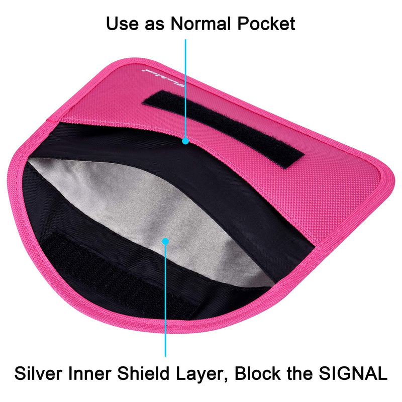 [Australia - AusPower] - Signal Blocking Bag, 2 Pack RFID Faraday Bag Shield Pouch Cage Box Wallet Case for Cell Phone and Car Key FOB, Privacy Protection, Anti-Hacking - Black & Hot Pink 