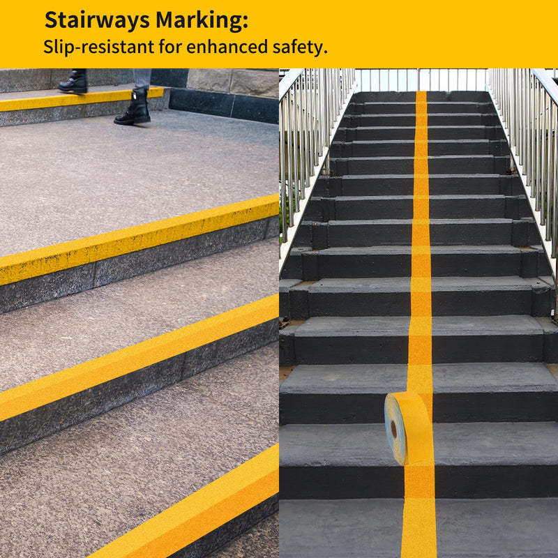 Reflective Pavement Marking Tape Slip-Resistant and Durable, Heavy-Duty Rubber Base for Outdoor Applications, Perfect for Driveways, Walkways, and Parking Areas (Yellow, 2 Inch X 18 Feet) Yellow