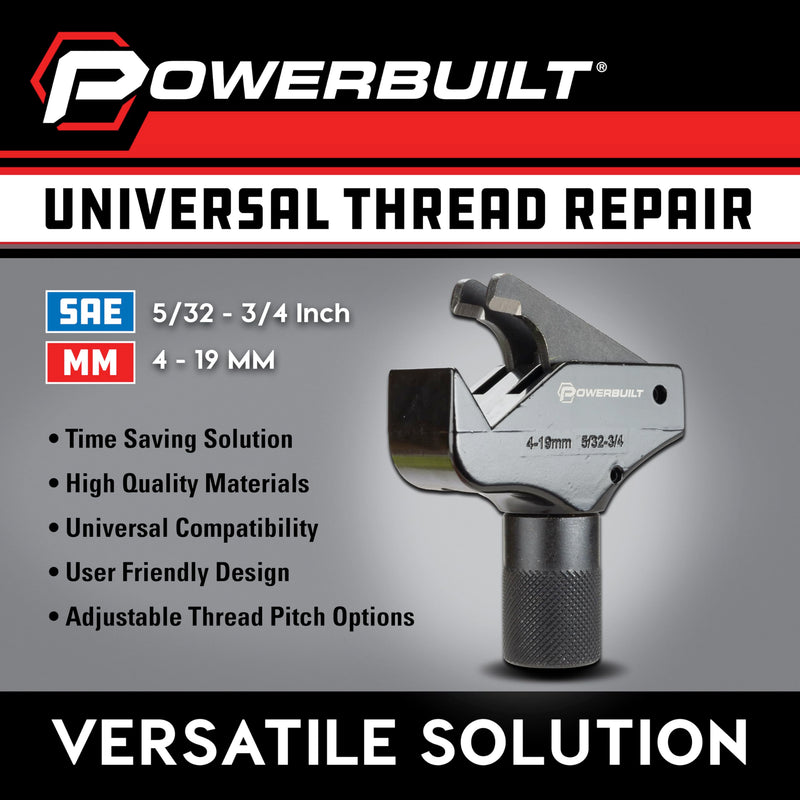 [Australia - AusPower] - Powerbuilt Universal Thread Repair Tool 5/32" - 3/4" SAE / 4-19mm Metric, Fixed Damaged Threads Tool - 643030ECE 