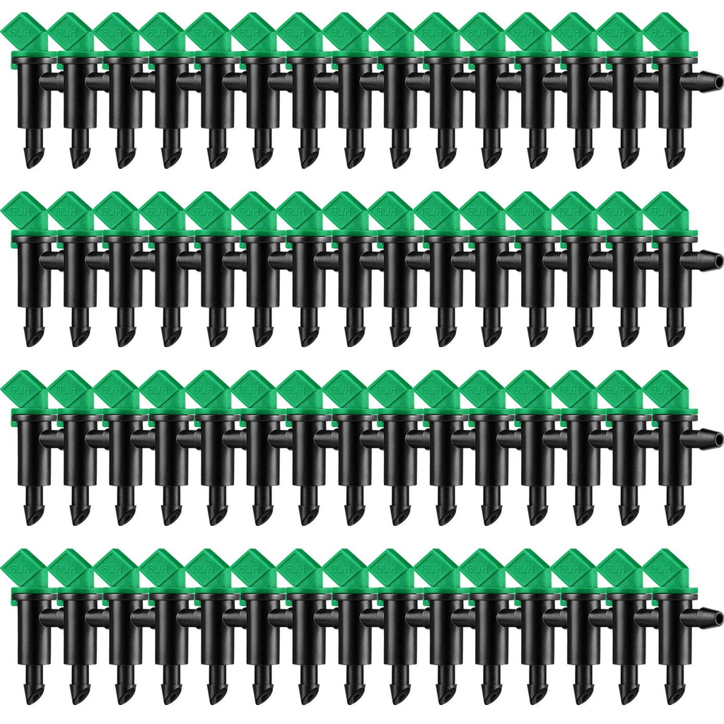 Mudder 60 Pieces 4GPH Irrigation Drip Emitter Garden Flag Irrigation Dripper, Trees and Shrubs Green Black