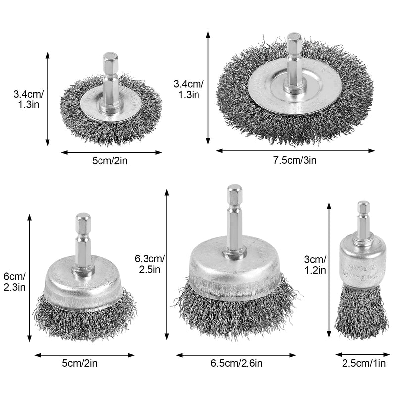 [Australia - AusPower] - Wire Brush for Drill, Wire Wheel Brush Cup Set, Drill Wire Brush for Drill 1/4 Inch Arbor for Cleaning Rust, Stripping and Drill Attachment?Hexagonal? Hexagonal 