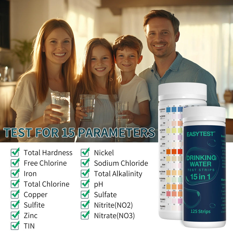 [Australia - AusPower] - EASYTEST 20 in 1 Drinking Water Test Kit - Well Water Testing Kit - Water Test Strip for House Water for pH, Hardness, Chlorine, Lead, Iron, Bacteria & More 20 in 1 Drinking Water Testing Kit 