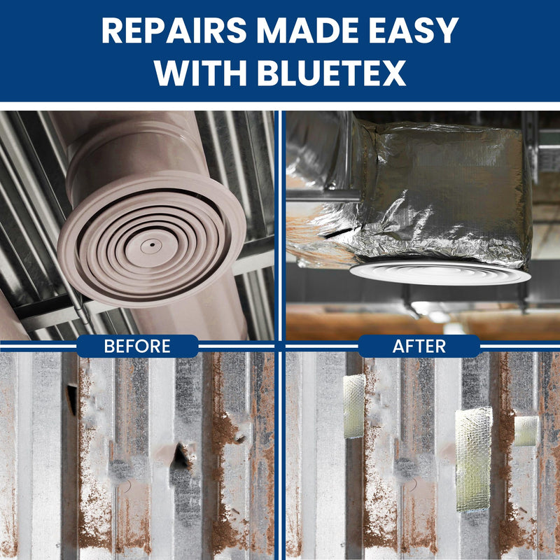 BlueTex Insulationㅤ HVAC Aluminum Foil Tape 3 inch x 150 ft (6 mil), Professional Grade Silver Duct Tape Metallic, Tear-Proof HVAC Tape, Heavy Duty, for Ductwork, Dryer Vent & Insulation - 1 Roll 3" wide x 150' long