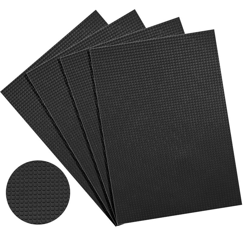 Sticky Anti-Slip Rubber Grip Tape, 4 Pcs Ultra-Thin Strong Adhesive Cuttable Tape, Customizable Waterproof Heat Resistant Versatile with Grip for Handles and Contact Surfaces (Black)