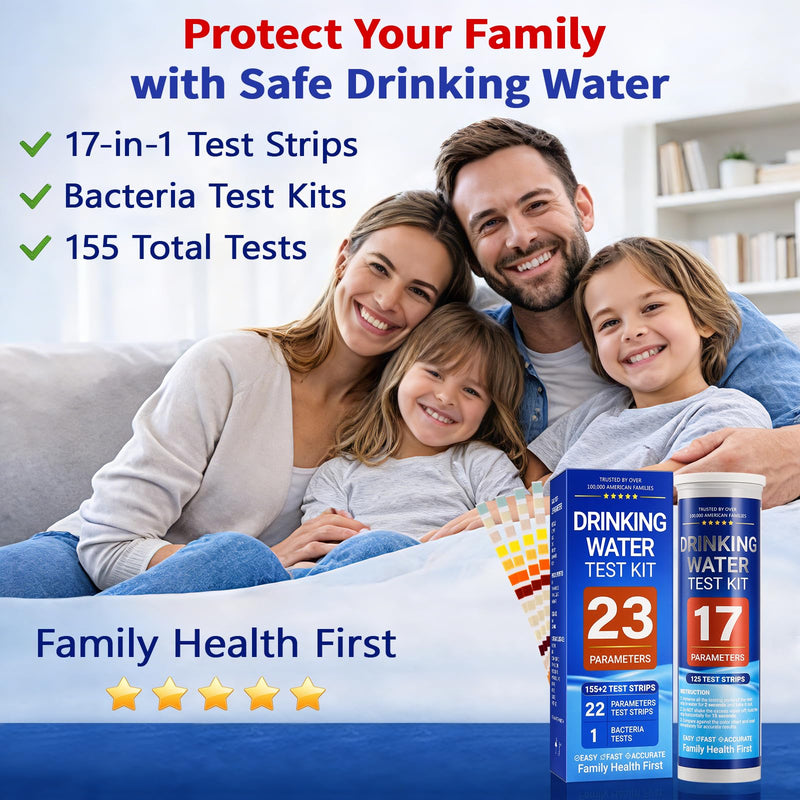 [Australia - AusPower] - 23-in-1 Home Drinking Water Testing Kit - 155 Strips,Tap and Well Water Test Kit for Hardness, Lead, Iron, Copper, Chlorine, Fluoride 1 
