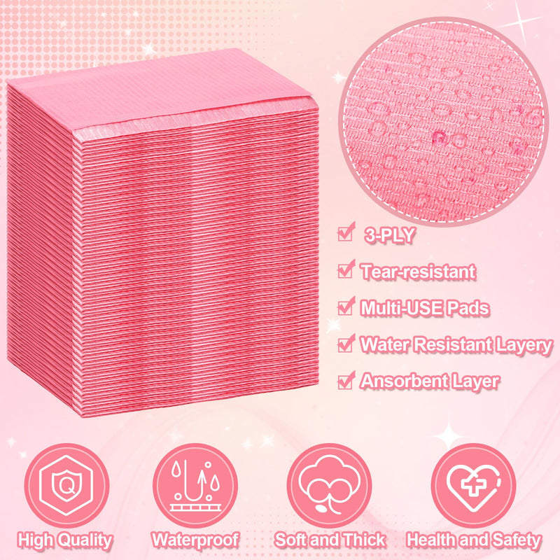 [Australia - AusPower] - 100 Pcs Disposable Salon Tray Cover 13 x 18 Inch 3 Ply Waterproof Salon Tray Protector Pink or Black Salon Tray Cover for Salon(Pink) 