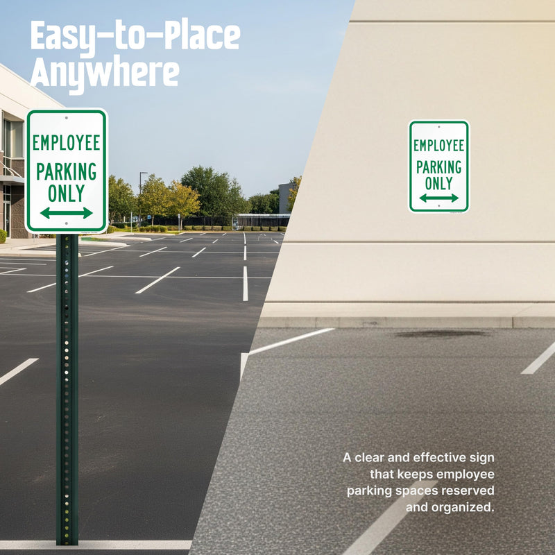 SmartSign Basics 18 x 12 inch “Employee Parking Only” Metal Sign with Bidirectional Arrow, 120 mil Aluminum Composite (ACM), Engineer Grade Reflective Material, Green and White, Made in USA 12" x 18" EG ACM - Bidirectional Arrow