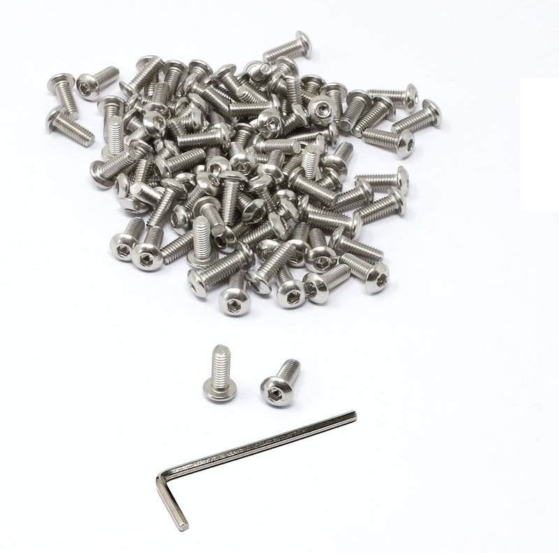 [Australia - AusPower] - iexcell 100 Pcs M3 x 8mm Thread Pitch 0.5 mm Stainless Steel 304 Hex Socket Button Head Cap Screws Bolts Kit 