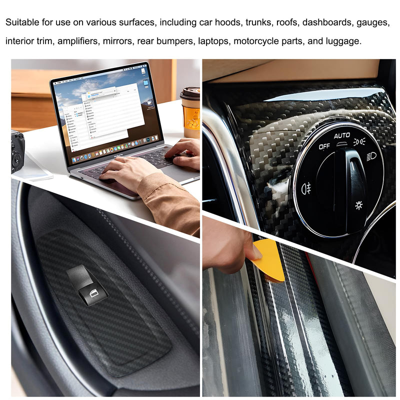 3D Carbon Fiber Vinyl Tape, 2 Inch×23 Ft Door Sill Scratch Protector Automotive Vinyl Wrap Film, Anti-Collision Self-Adhesive Door Trim Entry Edge Protective Film for Most Cars
