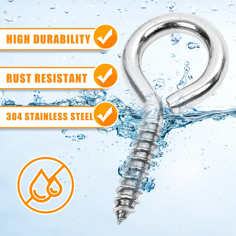 [Australia - AusPower] - 10PCS 2.5 inches Screw Eyes M6 304 Stainless Steel Eye Screws, Heavy Duty Screw, Eye Hooks Screw Eye Bolts Eye Hooks Screw, Indoor & Outdoor Uses (10, M6-2.5inch) 10 