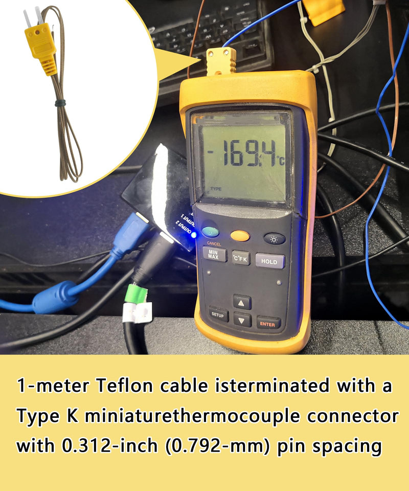 [Australia - AusPower] - 80PK-1 K-Type Temperature Bead Probe Compatible with Fluke Multimeter,-40 to 260°C Temperature Line with Connector(1-Meter Long) 